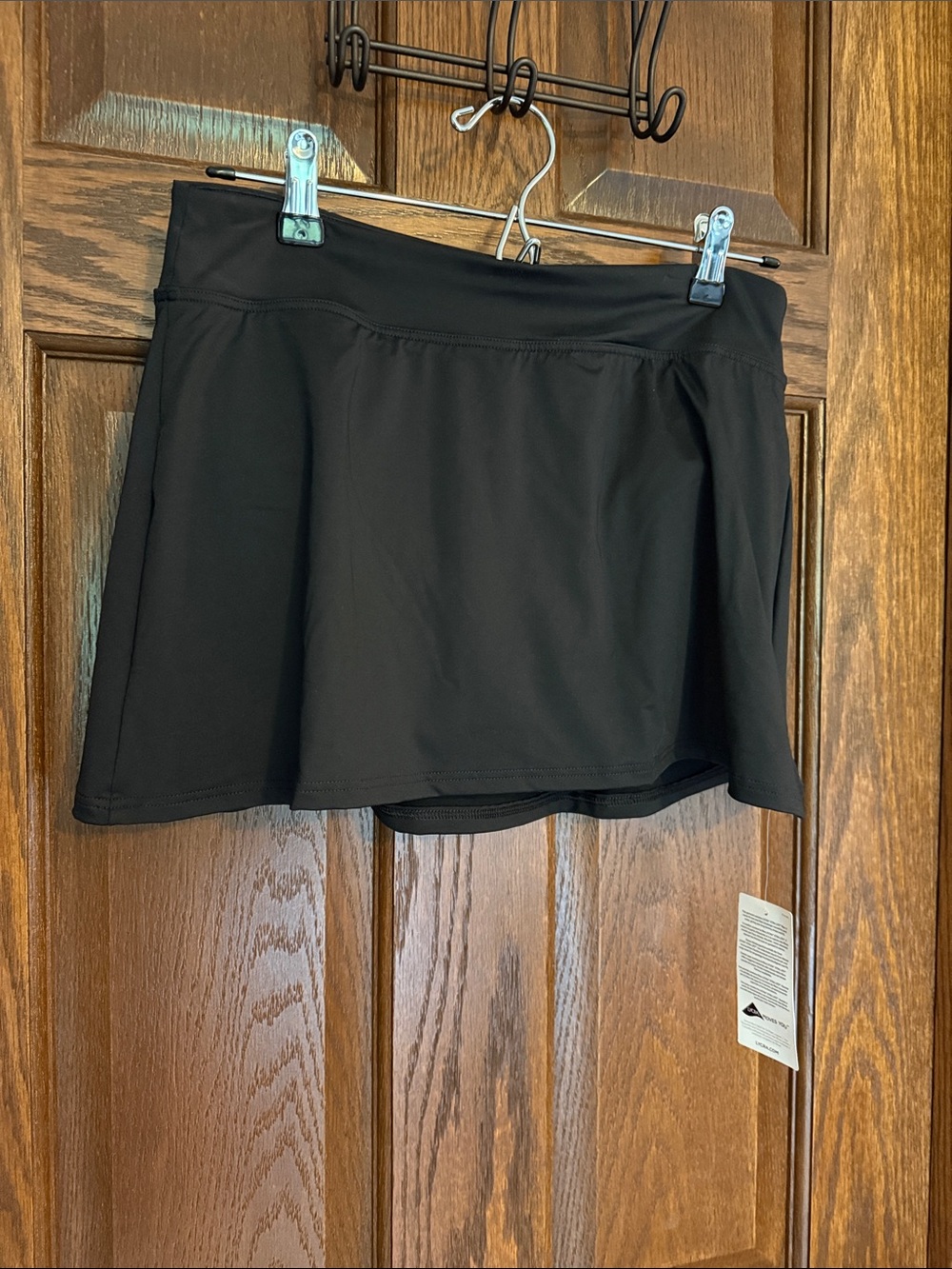 Lands' End Black Athletic Swim Skirt with Built-In Briefs